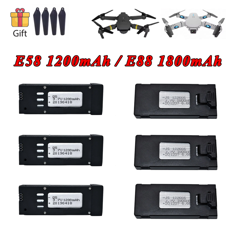 3.7V 1200mAh 1800mAh Lipo Batt - Eachine Drone E58 ulasan dan harga